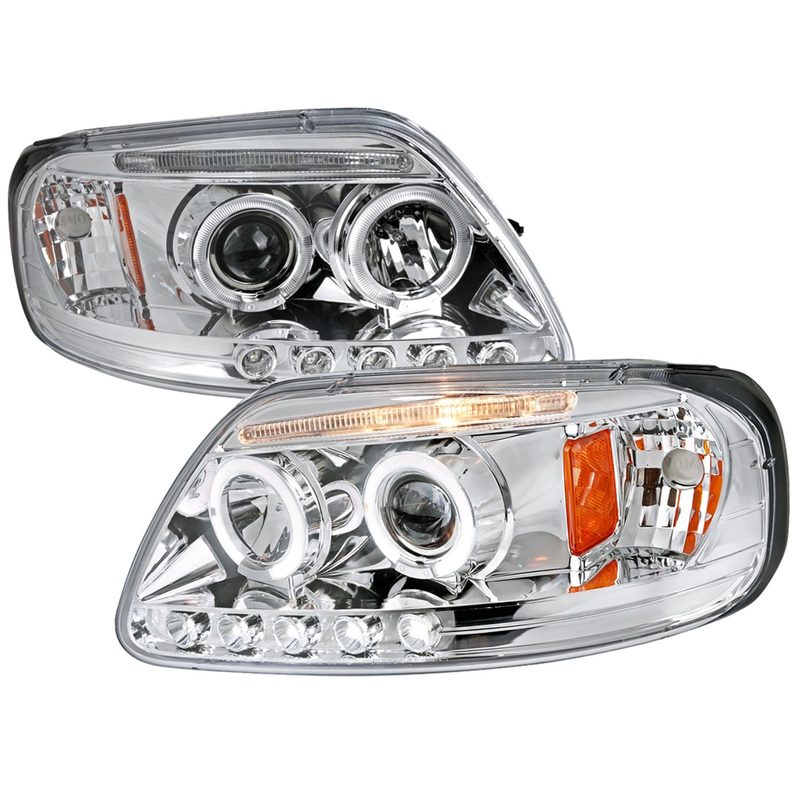 1997-2004 Ford F-150 / 97-2002 Expedition Dual Halo Projector Headlights Chrome