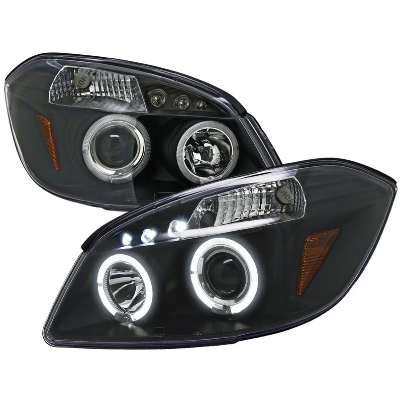 2005-2010 Chevy Cobalt Pontiac G5/Pursuit Dual Halo Projector Headlights Black