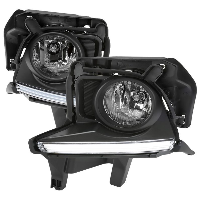 2014-2016 Toyota Highlander H16 Fog Lights Kit w/ LED Light Strip Chrome/Clear