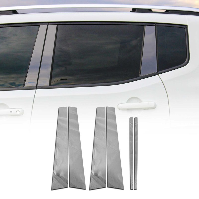 2008-2015 Land Rover LR2 Window B Pillar Posts Door Trim Cover Stainless Steel Dark 6x