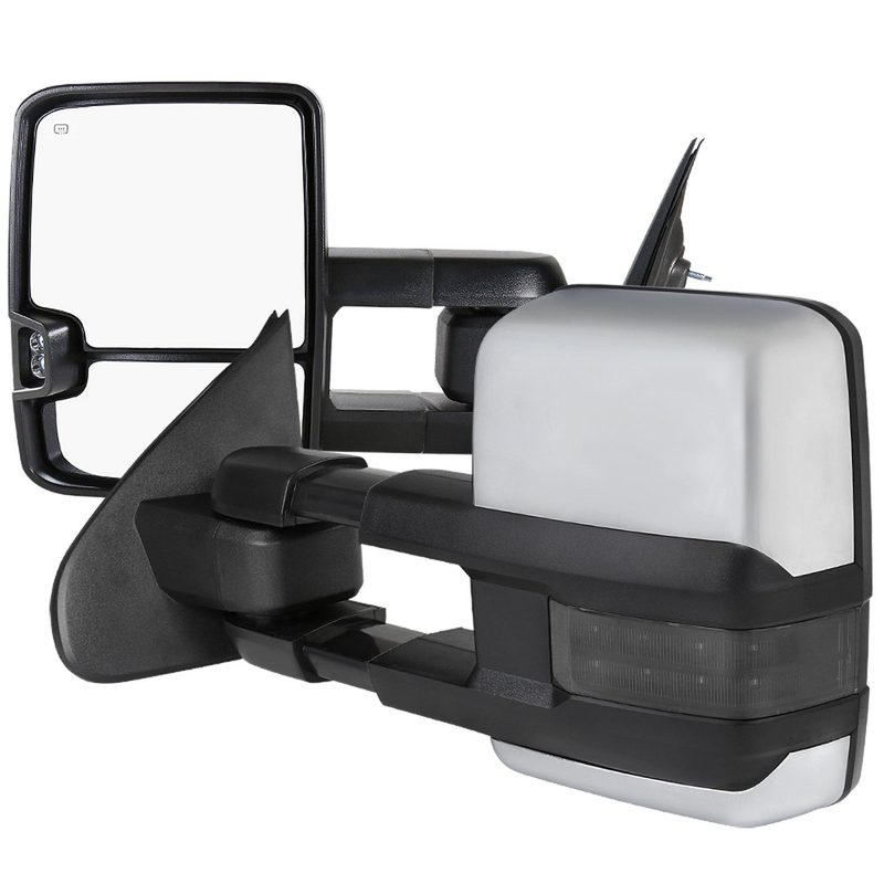 2014-2018 Chevy Silverado/GMC Sierra Heated Chrome Towing Mirrors Smoke Lens