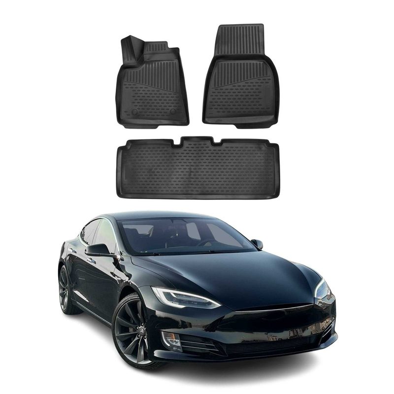 2014-2020 Tesla Model S Floor Mats Liners Full Set All Weather Black