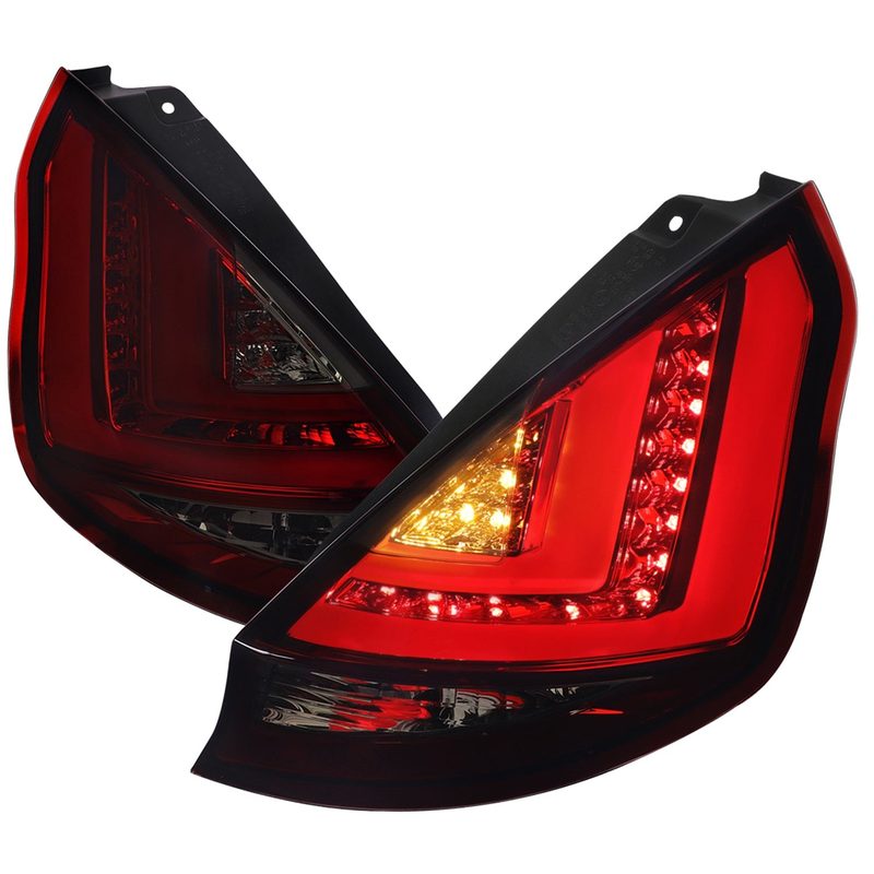 2014-2019 Ford Fiesta Hatchback LED Bar Tail Lights Chrome/Red Smoke Lens