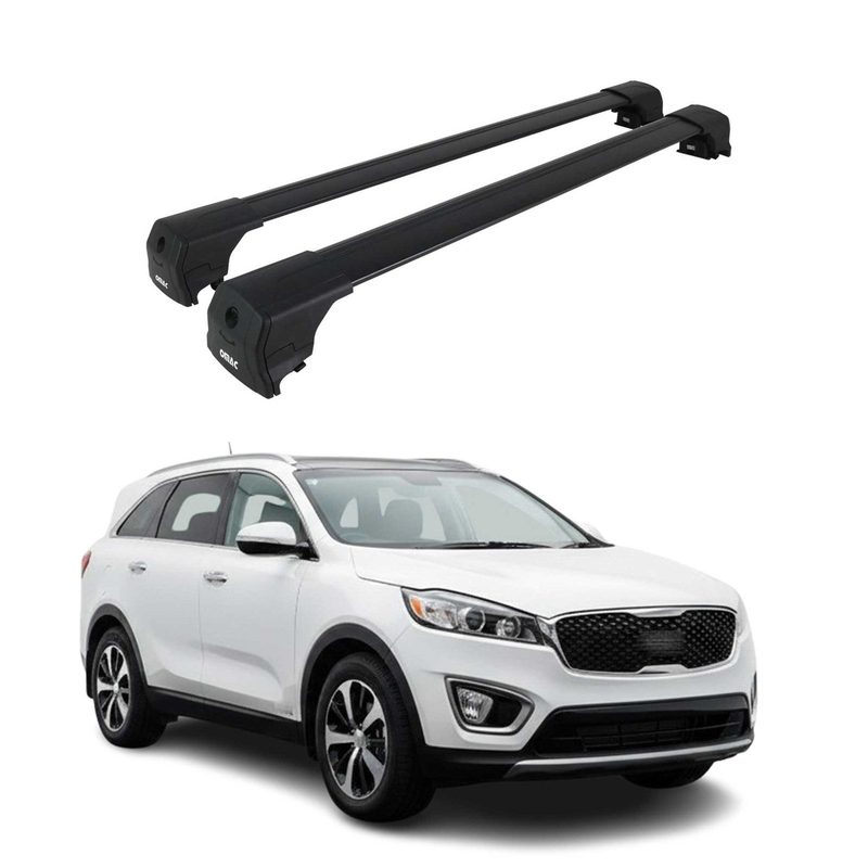 Aluminium Roof Racks Cross Bars Carrier for Kia Sorento 3.gen 2016-2020 Black 2x