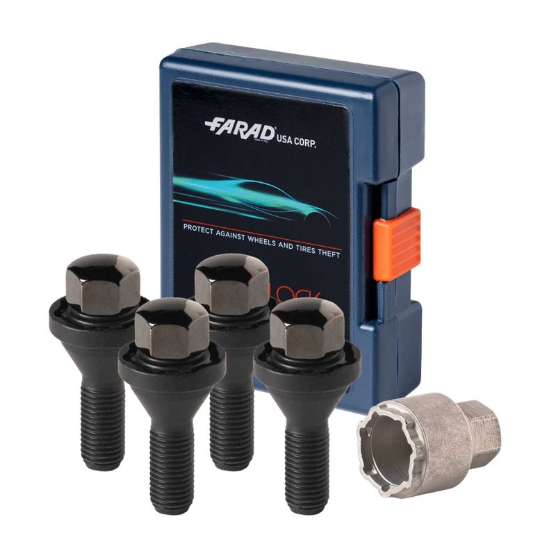 Wheel Lock Kit for LEXUS IS F IS Series NX300 M14 X 1.25 Black 4Locks&1Key