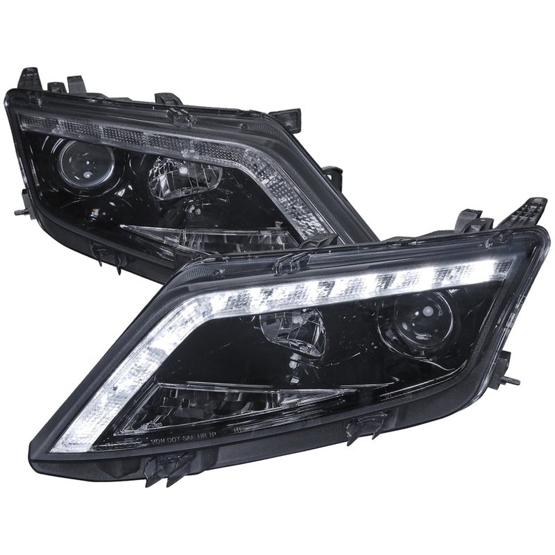 2010-2012 Ford Fusion Projector Headlights LED Light Strip Glossy Black/Smoke