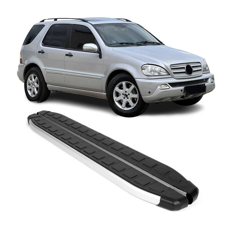 1997-2005 Mercedes M ML Class W163 Running Boards Side Steps Silver & Black