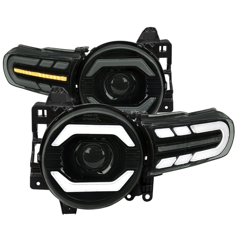 2007-2014 Toyota FJ Cruiser Signal Animated LED Bar Projector Headlights Smoke