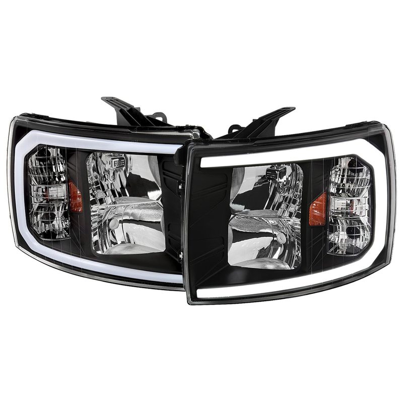 2007-2013 Chevy Silverado 1500 2500HD 3500HD LED Headlights Amber & Black