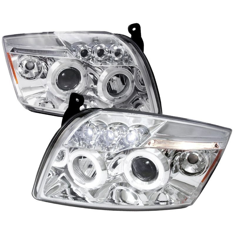 2007-2012 Dodge Caliber Dual Halo Projector Headlights Chrome/Clear Lens
