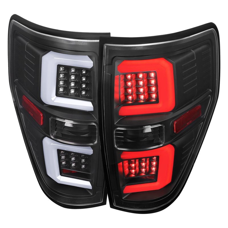 2009-2014 Ford F-150 LED Tail Lights with LED Bar Matte Black/Clear Lens