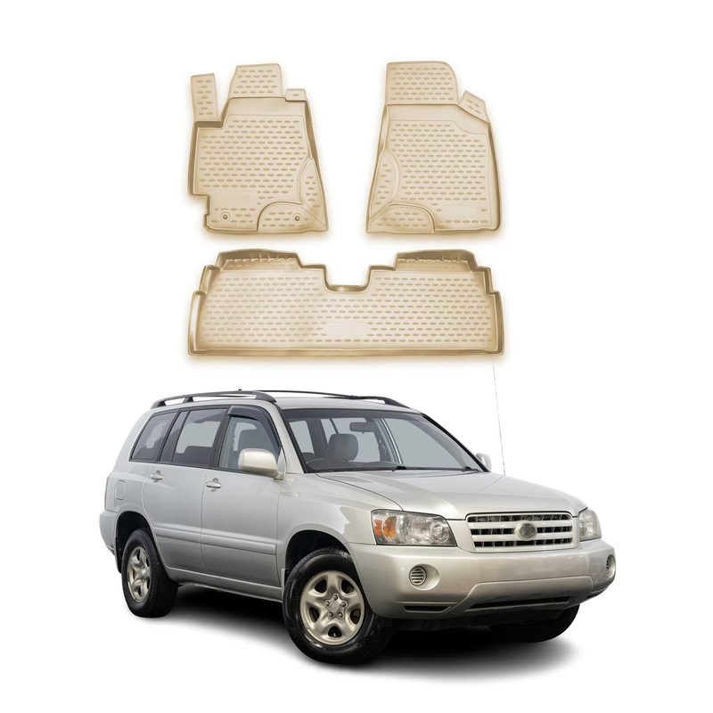 2001-2007 Toyota Highlander Floor Mats Liners Full Set All Weather Beige