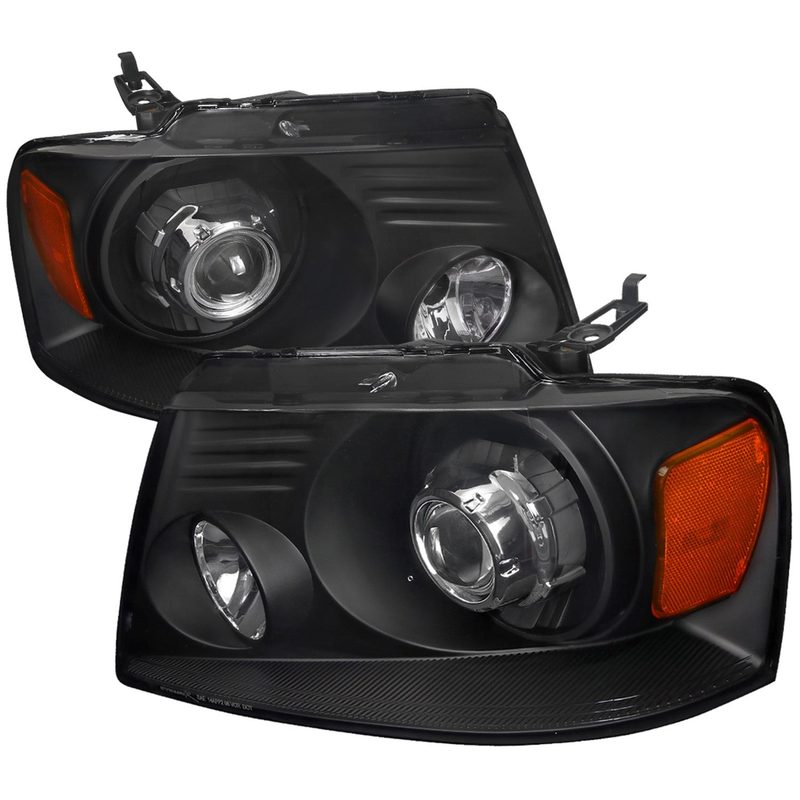 2004-2008 Ford F-150/ 06-2008 Lincoln Mark LT Headlights Amber Reflectors Black