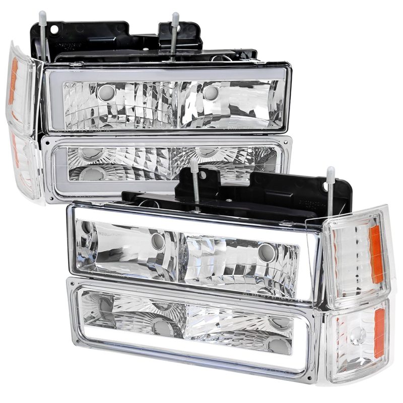 1994-1998 Chevy C10 C/K Tahoe Suburban LED Headlights &Corner Lights Chrome