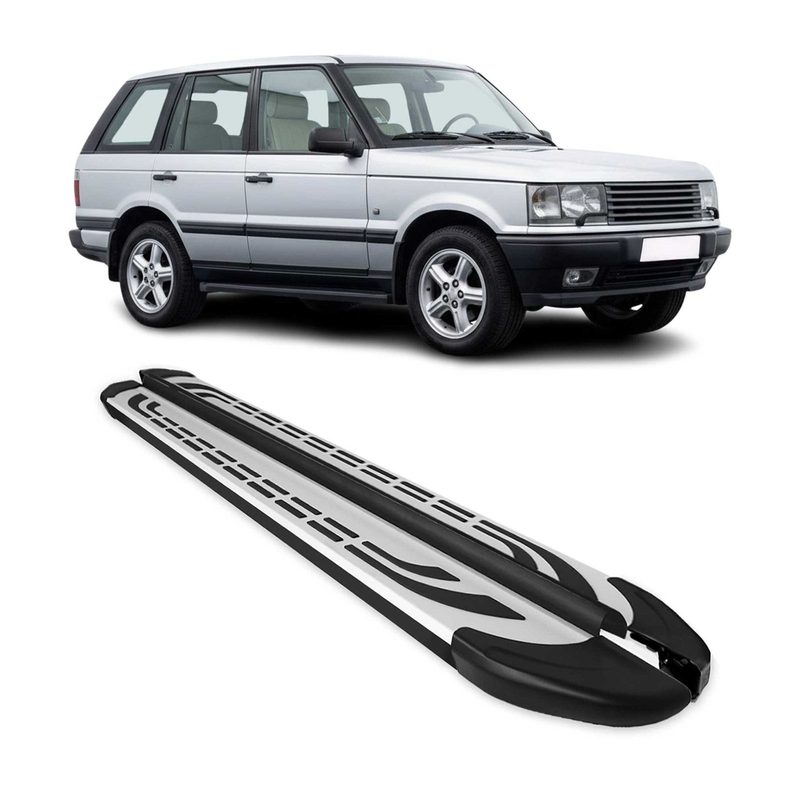 1994-2002 Land Rover Range Rover Running Boards Side Steps Silver & Black