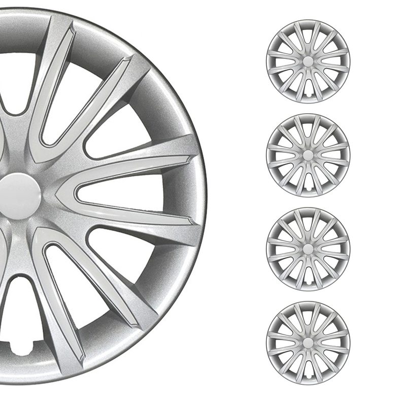 Bicolo Hub Caps Wheel Cover 15" Gray & White Full Set 4 pcs.