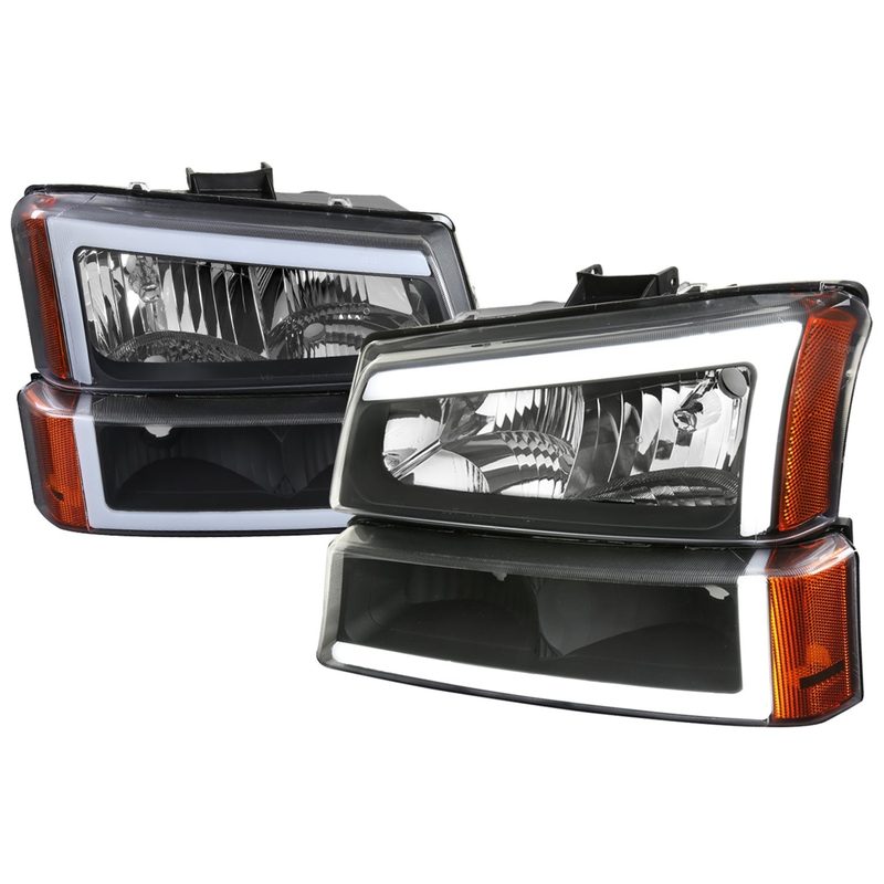 2002-2006 Chevy Avalanche/ Silverado LED Bar Factory Headlights&Bumper Lights