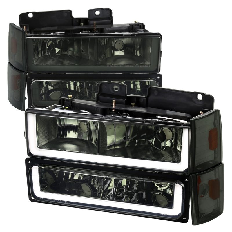 1988-1993 Chevy C10 C/K Sierra Tahoe LED Tube Factory Headlights Smoke