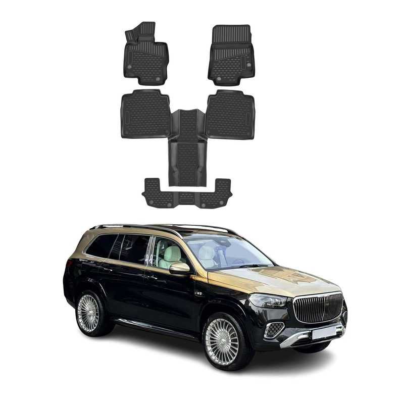 2020-2026 Mercedes GLS Class X167 Floor Mats Liners Full Set All Weather 6 Passenger Black