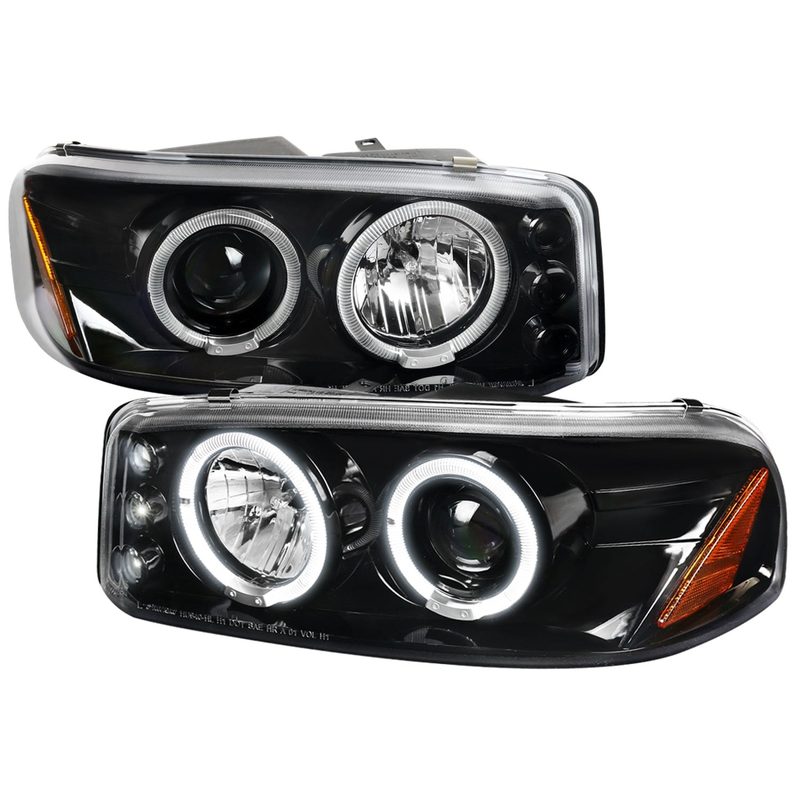 1999-2006 GMC Sierra/Yukon/Yukon XL Dual Halo Projector Headlights Jet Black