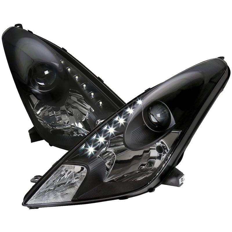 2000-2005 Toyota Celica Projector Headlights SMD LED Light Strip Matt Black