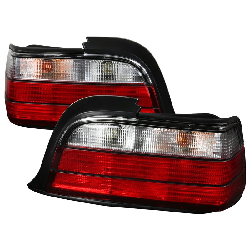 1992-1998 BMW E36 3 Series Coupe/Convertible Tail Lights Chrome/Red Clear Lens