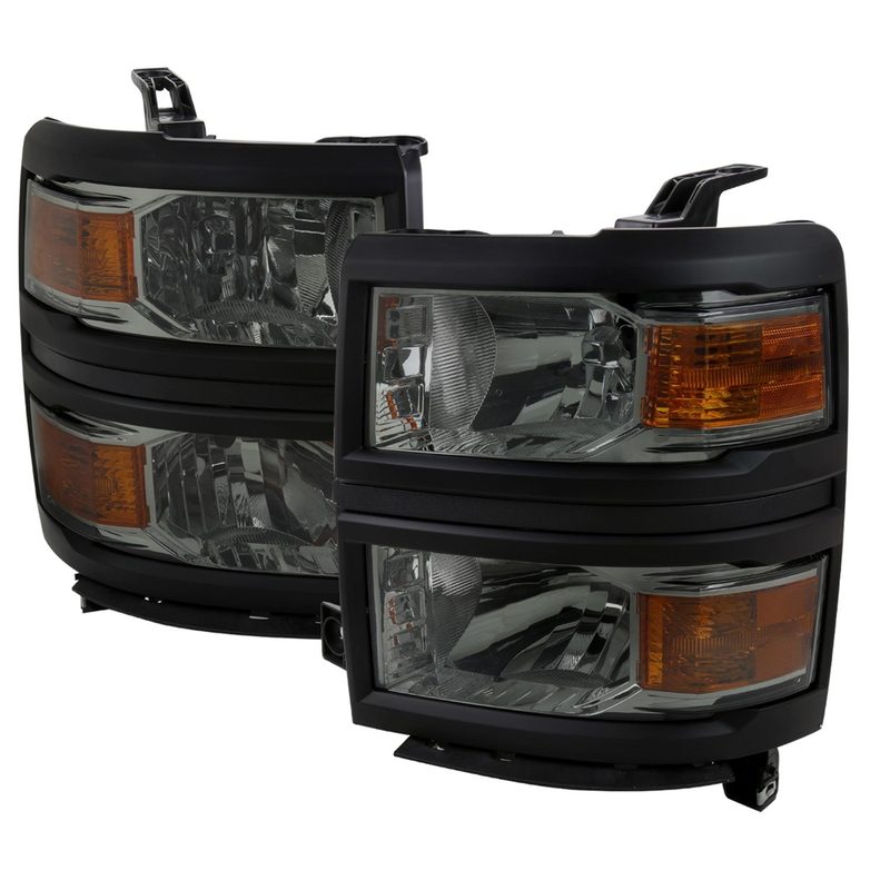 2014-2015 Chevy Silverado 1500 Factory Headlights Black Chrome/Light Smoke