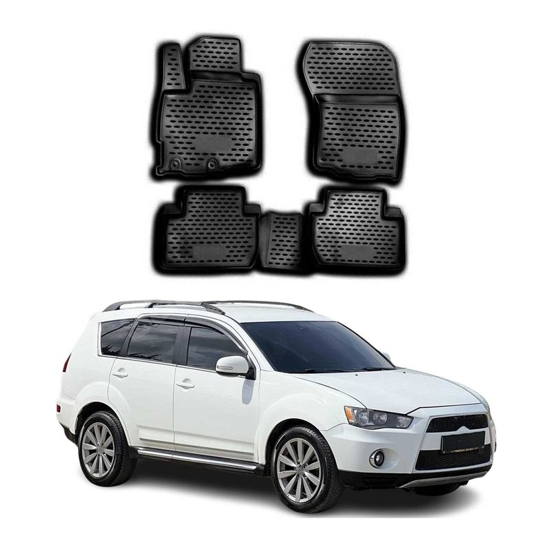 2010-2024 Mitsubishi Outlander XL Floor Mats Liners Full Set All Weather Black