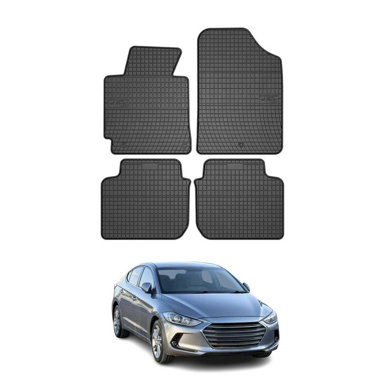 2011-2016 Hyundai Elantra Floor Mats Liners Full Set All Weather Rubber Black