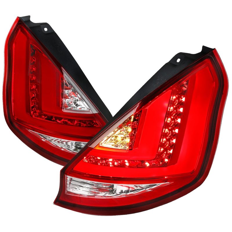 2011-2013 Ford Fiesta Hatchback LED Tail Lights Chrome Housing/Red Lens