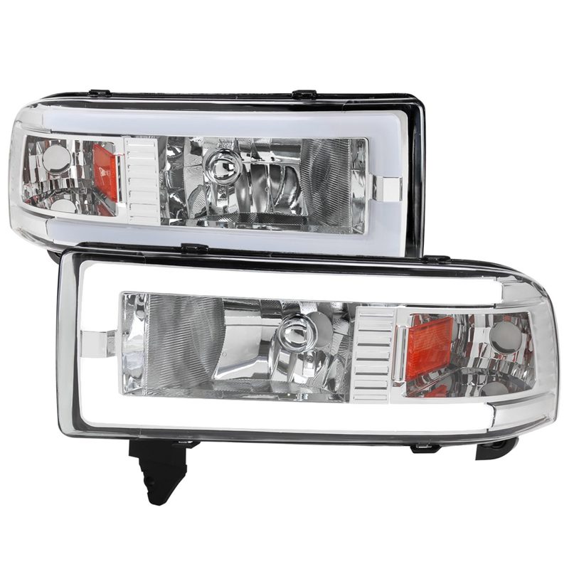 1994-2001 Dodge RAM 1500/ RAM 2500/3500 Dual LED Bar Factory Headlights Chrome