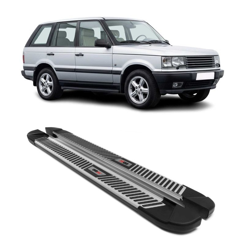 1994-2002 Land Rover Range Rover Running Boards Side Steps Silver & Black