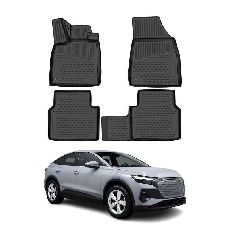 2022-2024 Audi Q4 e-tron Floor Mats Liners Full Set All Weather Black