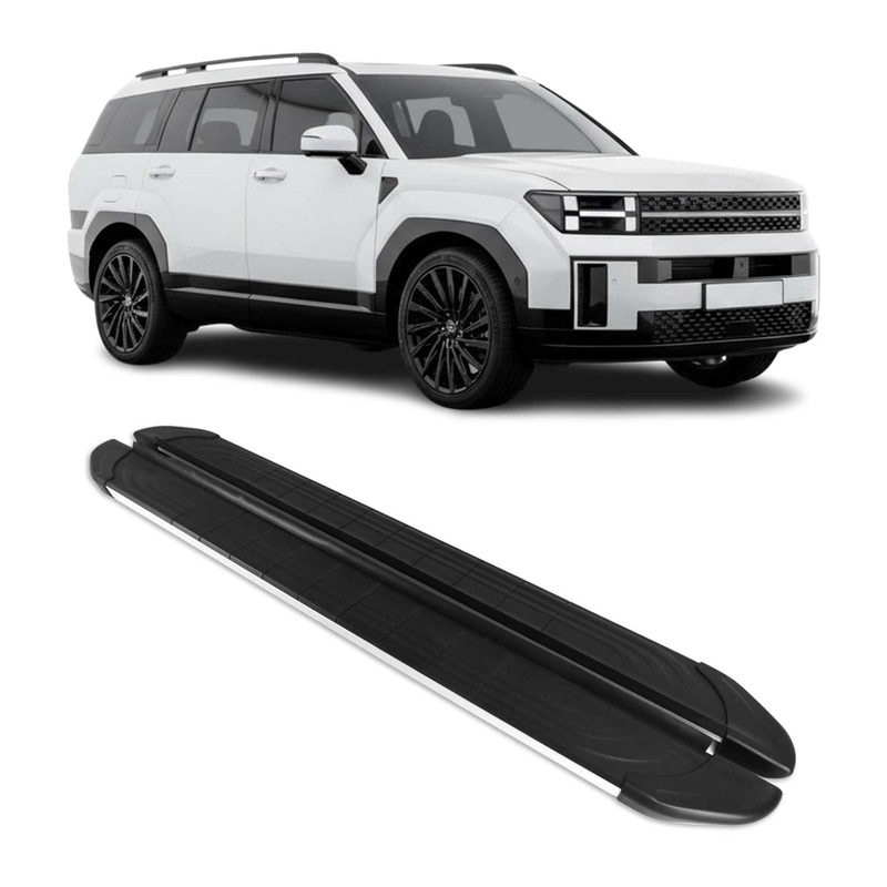 Side Step Running Boards Nerf Bars for Hyundai Santa Fe 2024-26 Silver Black 2x