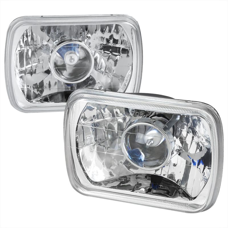 Universal 7"x6" H4 Projector Headlights Chrome Housing/Clear Lens
