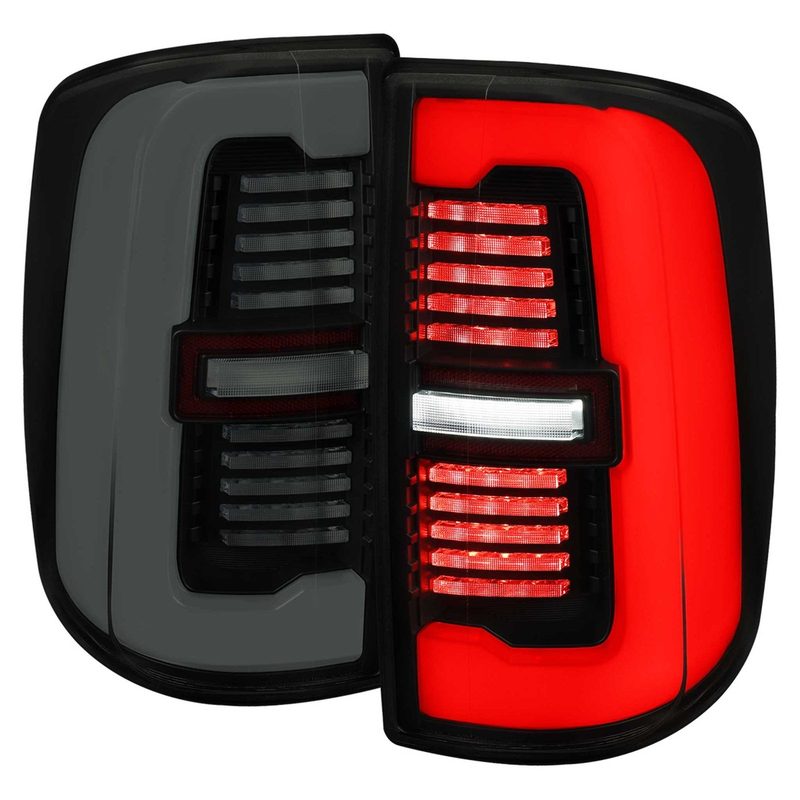 For Dodge RAM 2500/3500 2019-2024 LED Sequential Signal Tail Lights Glossy Black Housing Dark Smoked Lens