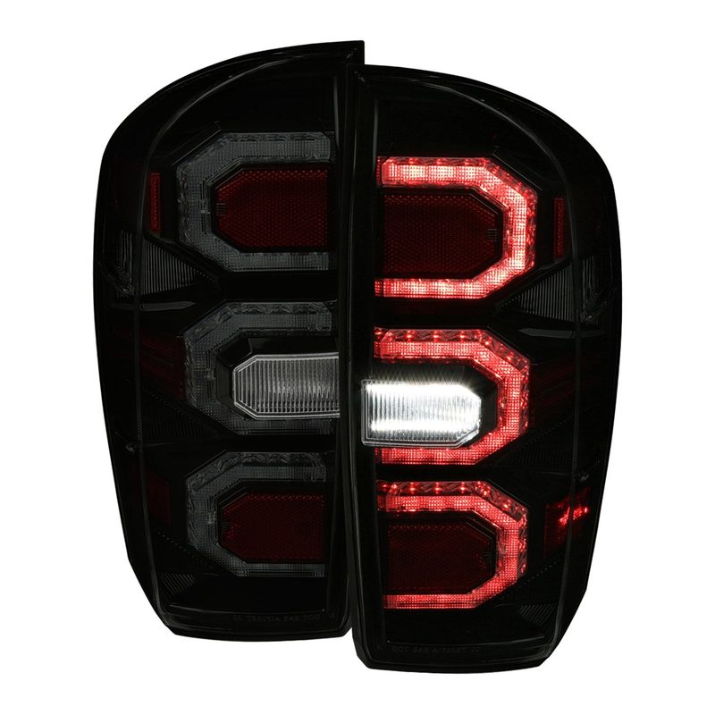 2016-2022 Toyota Tacoma Sequential Signal LED Tail Lights Glossy Black/Smoke