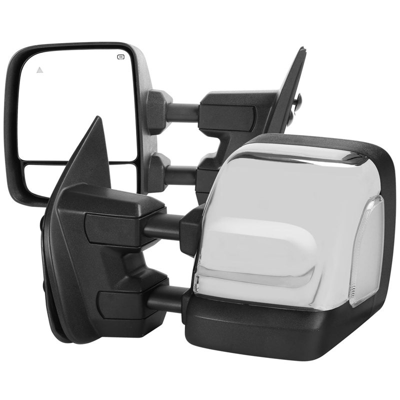 2016-2022 Nissan Titan BSM & Manually Extendable Chrome Towing Mirrors Clear