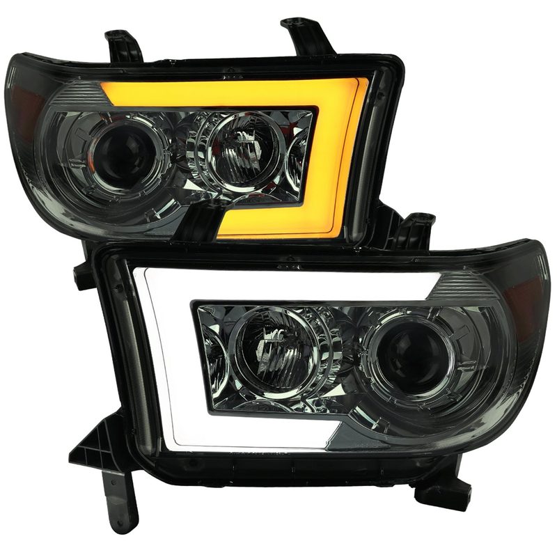 2007-2013 Toyota Tundra/ 08-2017 Sequoia LED CBar Projector Headlights Smoke