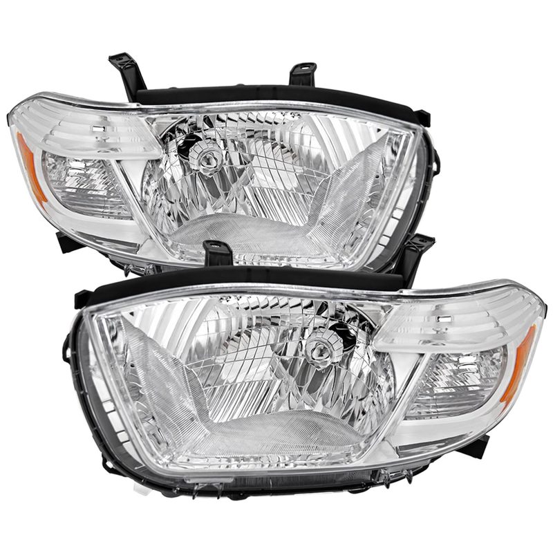 2008-2010 Toyota Highlander Factory Halogen Headlights Chrome/Clear