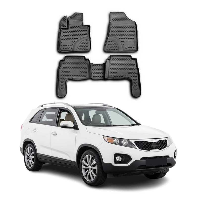 2011-2013 Kia Sorento Floor Mats Liners Full Set All Weather Black