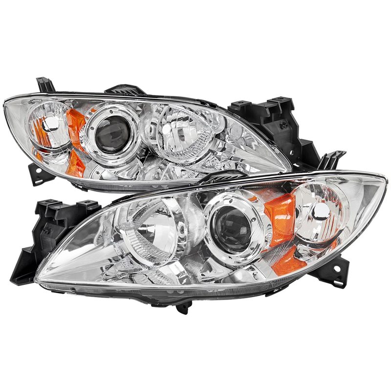 2004-2009 Mazda 3 Sedan Projector Style Headlights Chrome Housing/Clear Lens