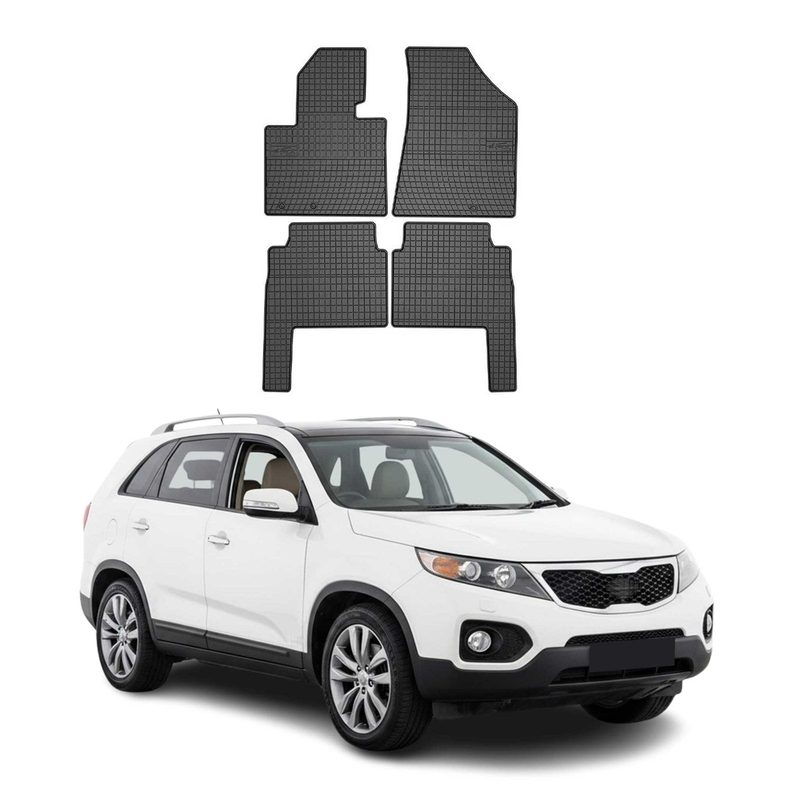2011-2013 Kia Sorento Floor Mats Liners Full Set All Weather Rubber Black