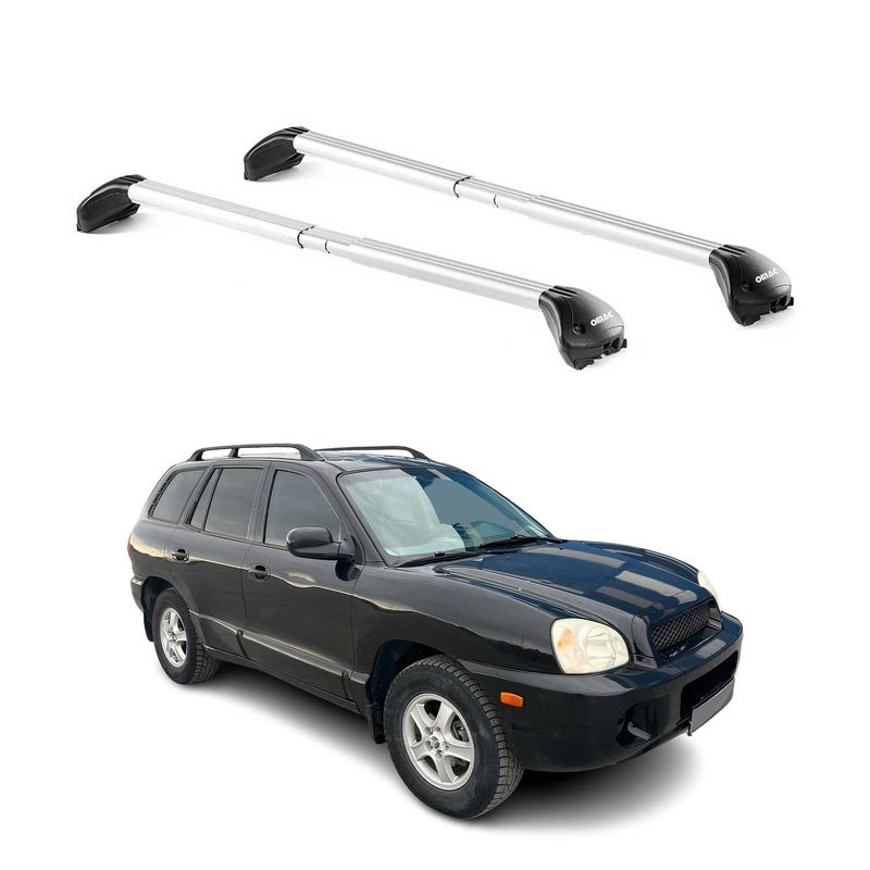 2001-2012 Hyundai Santa Fe Roof Rack Cross Bars Silver