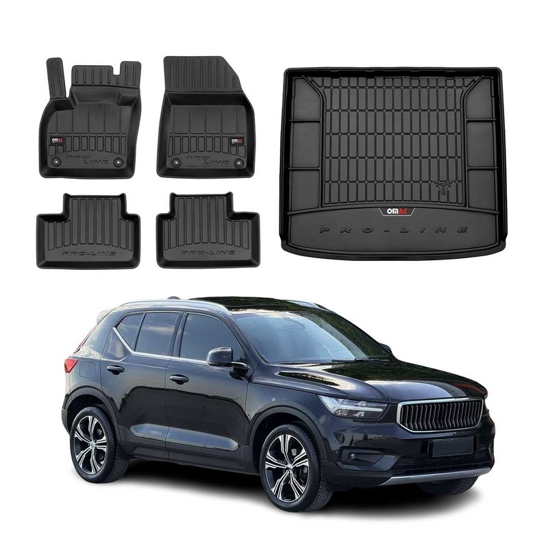 2019-2026 Volvo XC40 Premium Floor Mats & Cargo Liner Full Set All Weather Heavy Duty Black