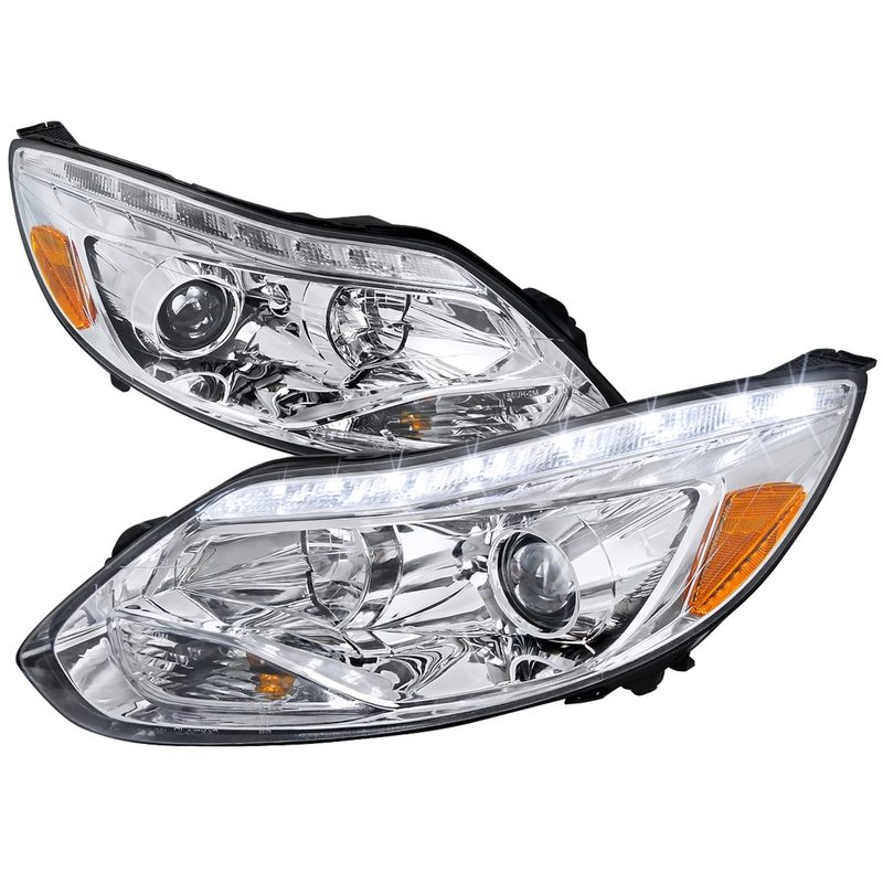 2012-2014 Ford Focus Projector Headlights LED Light &Turn Signal Lights Chrome