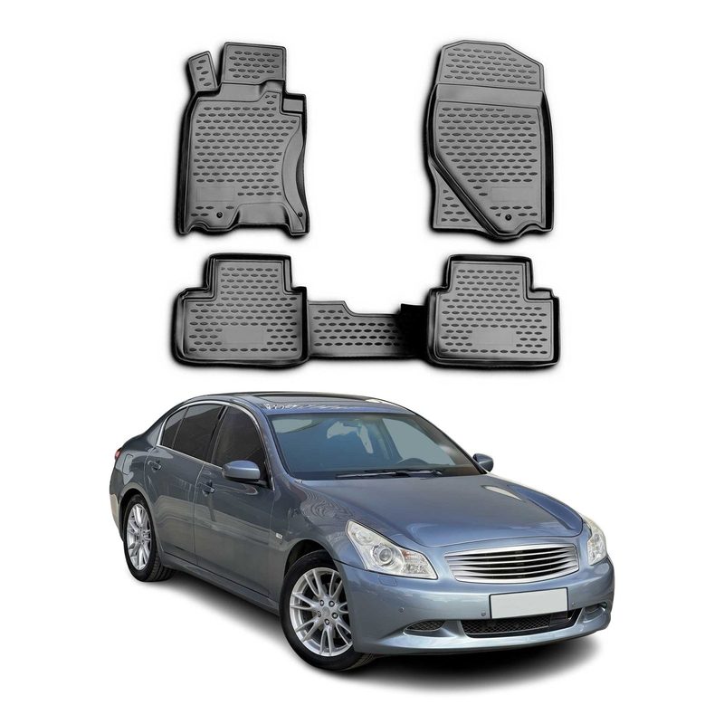 2009-2013 Infiniti G37X Floor Mats Liners Full Set All Weather Black