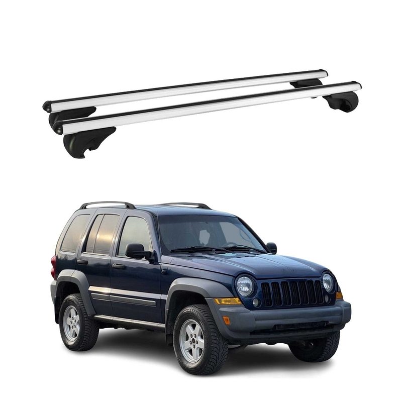 2002-2007 Jeep Liberty Roof Rack Cross Bars Silver