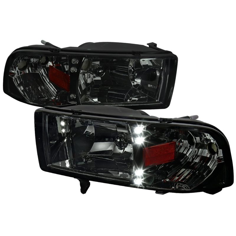 1994-2001 Dodge RAM 1500/ RAM 2500 3500 Crystal Headlights Chrome/Smoke