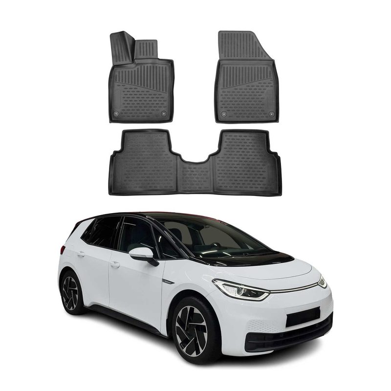 2020-2024 VW ID.3 Floor Mats Liners Full Set All Weather Black